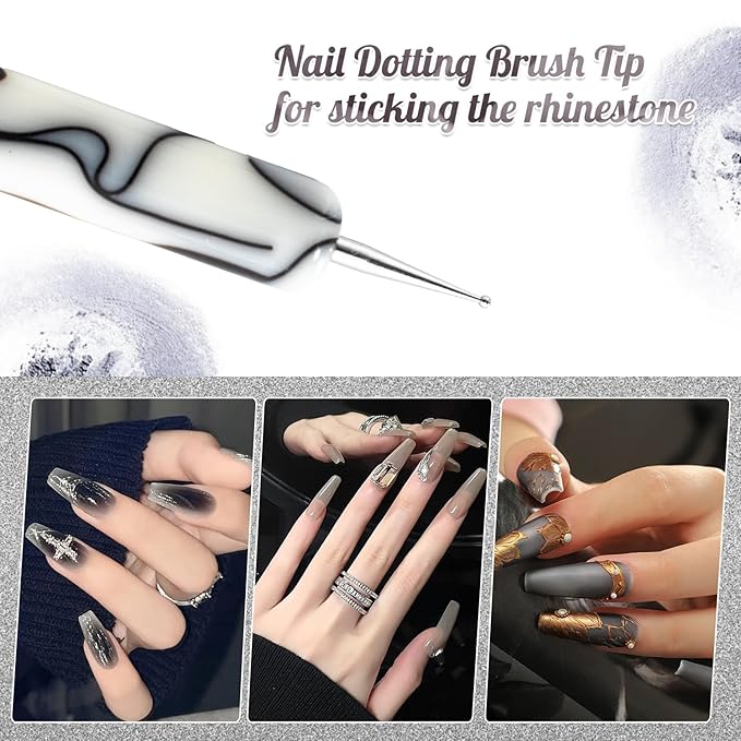 French Manicure Brush - 2 Way Nail Art Brush with Dotting Tool for Cuticle Clean Up & Nail Art Design - Professional Salon Quality, White, 14#