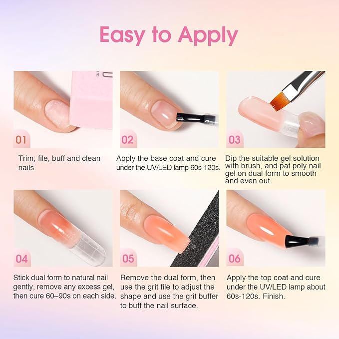 ROSALIND Coloful Poly Nail Gel Kit -34 Colors + Neon Accessories Clear Nude Poly Nails Gel Starter Kit with Mini UV Lamp Slip Solution Fall Colors Halloween Poly Extensions Kit