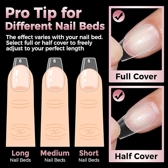 Short Coffin Fake Nails, 240pcs Soft Gel Pre-Filed Acrylic Short Ballerina Nail Tips, Half Matte Full Cover Clear Press on Flase Nail Tips for Nail Extension Home DIY 12 Sizes Gelly Tips
