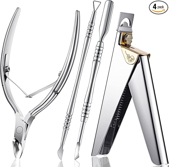 Mudder Acrylic Nail Clippers Kit False Nails Tips Cutter Professional Cuticle Trimmer Nipper Cutter Pusher Remover Stainless Steel Manicure Pedicure Art Tools Set Salon Home(Silver)