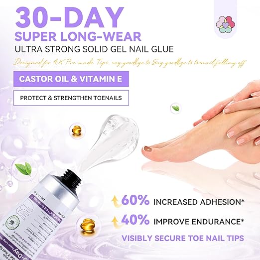 SAVILAND Press On Toenails Kit: 216 PCS Everlasting French Tip Press on Nails for 18 Sizes Ultra-Fit Sturdy Brown Gel Toenails Tip Nail Bond Solid Gel Nail Glue Press on Toenails for Women Home DIY