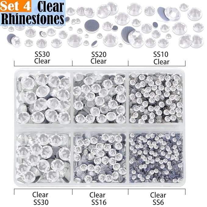 LPBeads 10000pcs Hotfix Rhinestones Flatback Glass Crystal Clear Black and 12 Mixed Color Rhinestone with Tweezers and Picking Pen for Crafts Clothes Nail Art