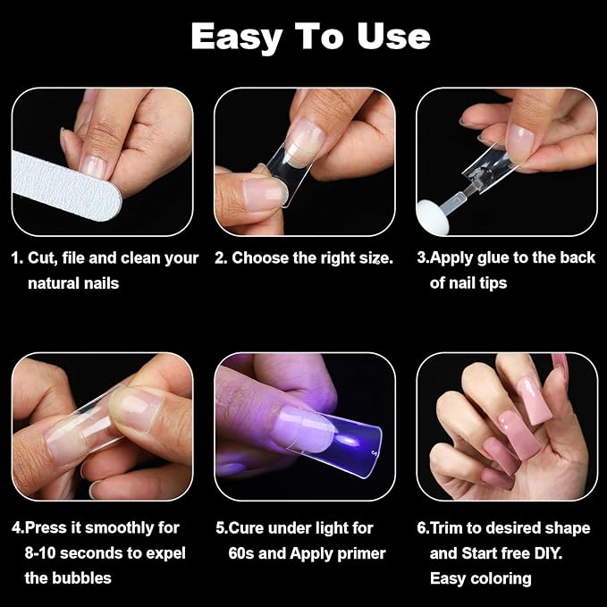 504Pcs Clear Duck Nail Tips Half Cover XXL Long Duck Nails Tips Press On - 12 Sizes Acrylic Gel DIY Nail Extensions for Salon-Worthy Duck Shaped Manicures & Nail Art with Box