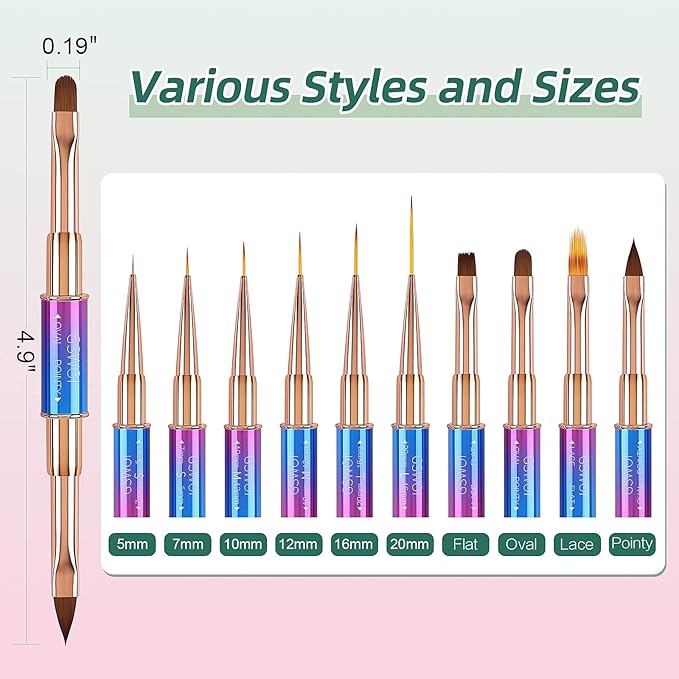 Acrylic Nail Art Brushes Set,5PCS Nail Brushes for Nail Art Round Oval Gel Builder Brush Nail Art Tools Nail Liner Brush,Nail Design Brush for Gel Polish Painting Acrylic Nail Drawing Pens