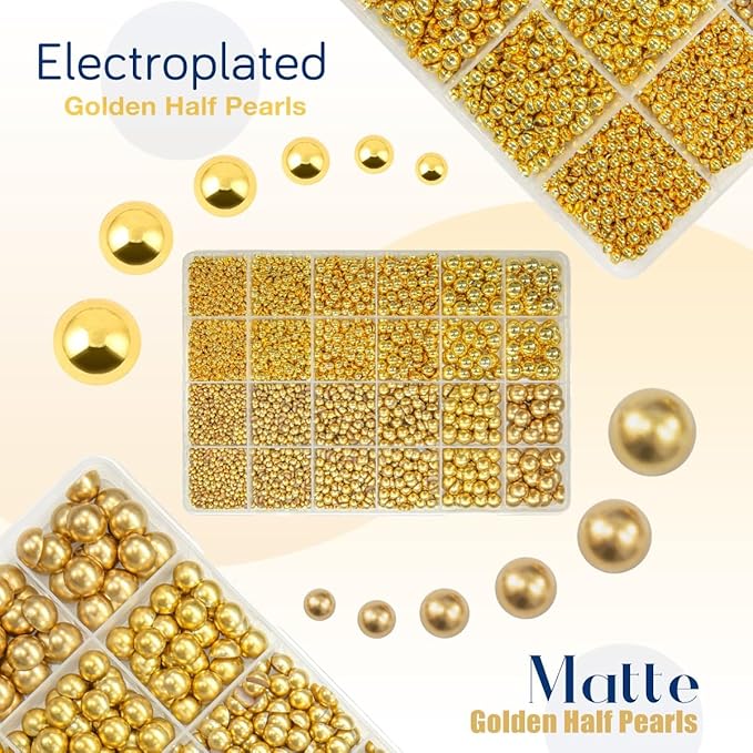 2 Styles Gold Flatback Pearls w B7000 Glue for Bedazzling Crafting 3mm-10mm Half Round Gems Beads Stones Bedazzler Kit for Nails Face Eyes Makeup Tumblers Bottles DIY Crafts Scrapbooking Shoes