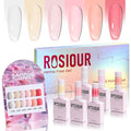 6PCS 18ml TPO Free Jelly Gel Nail Polish Set- Hema Free Milky White Pink Nude Soak off Gel Polish Set with Swatch Board - Same Color Same Bottle Gel Colors Nail Art Salon DIY at Home for Women Girl