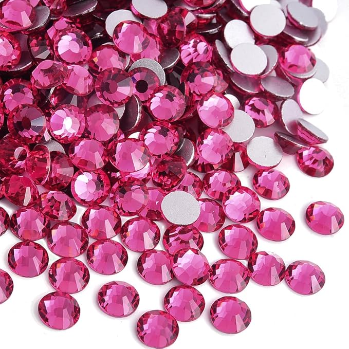 Blinginbox 1440 Pieces SS20/4.6-4.8mm Flat Back Crystal Rhinestones Round Gems for Nail Art,Rose