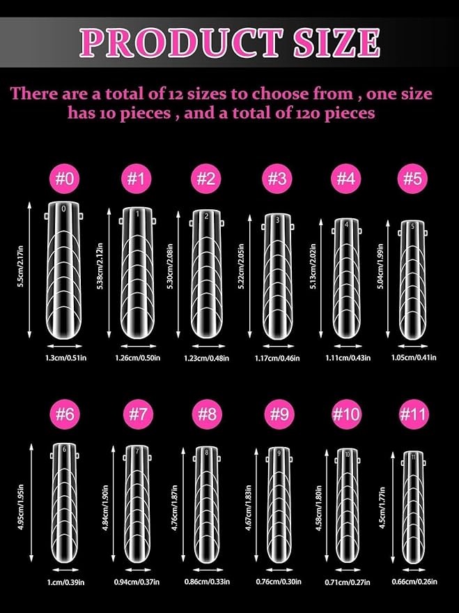 EBANKU Coffin Dual Nail Forms for Poly Extension Gel, 120 PCS Structure Builder Nail Gel Nail Molds for Solid Nail Gel Glue Poly Gel Nail Art Design Salon&DIY-12 Sizes