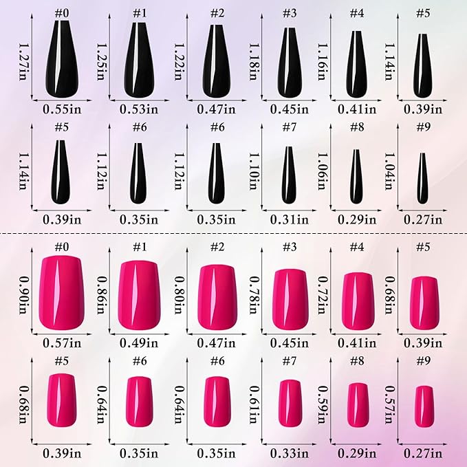 LoveOurHome 576pc Coffin Press on Nails Long Fake Nails Tips Full Cover Long Press on Coffin Acrylic Nails Press ons Nail Medium Ballerina Artificial Fingernails Colored False Nail for Women Girls