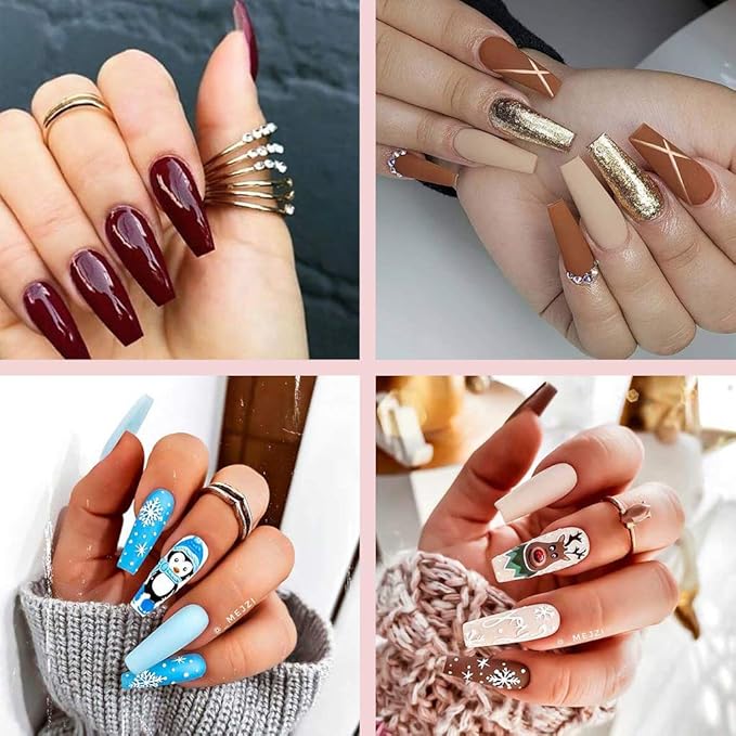 French Acrylic False Nail Tips, 500PCS Fake Nail Shape Artificial False Nails Tips 10 Sizes with Case for Nail Art Salons (Natural)