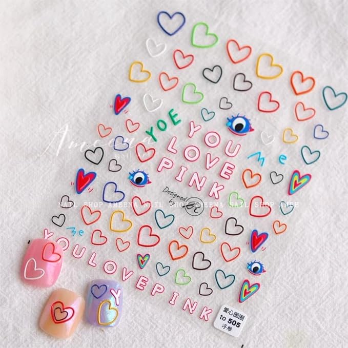 Dedyel Smile Nail Art Stickers Cute Cartoon 5D Embossed Kawaii Smile Face Self-Adhesive Nail Stickers for Women Girls Kids Nail Art Decoration