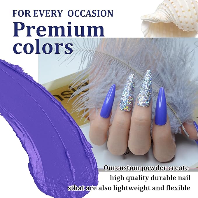 Nail Dip Powder Purple Blue Color, EODCI Dipping Powder French Nail Art Starter Manicure Salon DIY at Home, Odor-Free and Long-Lasting, No Needed Nail Lamp Curing, 1 Oz