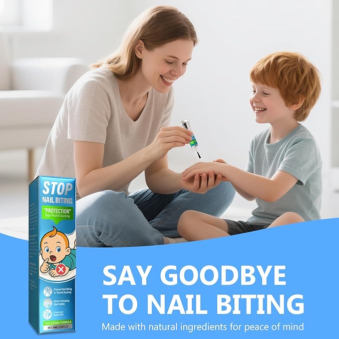 Nail Biting Treatment for Kids, Stop Nail Biting Treatment for Toddlers & Adults, Natural Bitter Nail Polish with Nourishing Oil, Long-Lasting Bitterness to Correct Bad Habits, 10ml/0.35Fl Oz