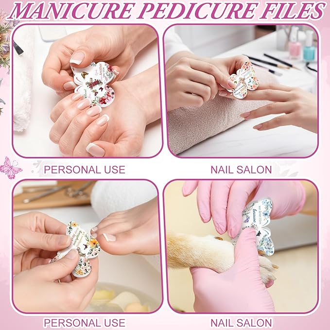 30 Pcs Christian Gifts Bulk for Women Religious Scripture Mini Butterfly Nail Files Emery Board Double-Sided Nails Boards Bible Verse Group Church Religious Party Favors for Employee Coworker Supplies
