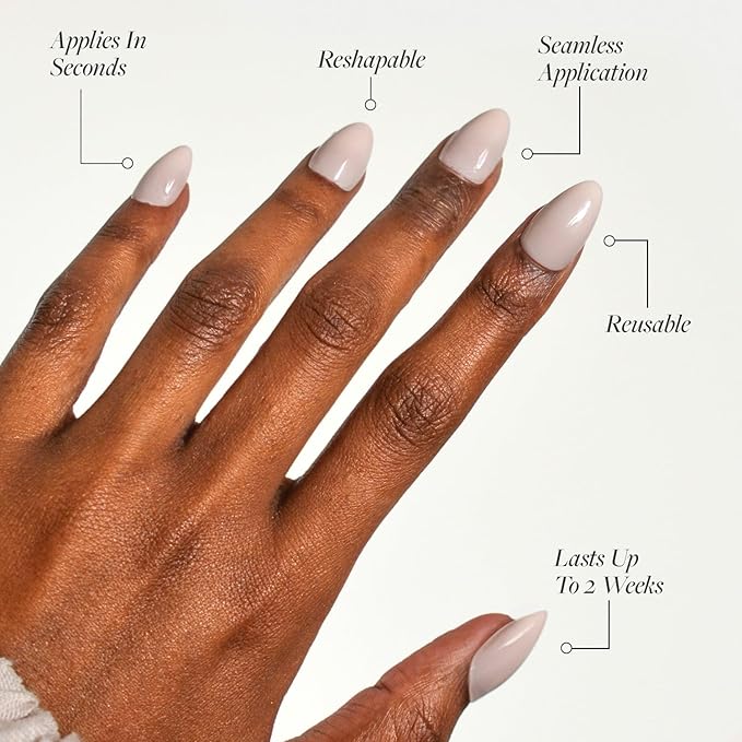 Glamnetic Press On Nails - Ballet Pink Fake Nails | Solid Opaque Light Blush Pink Short Almond Nails, Salon Quality | 15 Sizes - 30 Nail Kit with Glue