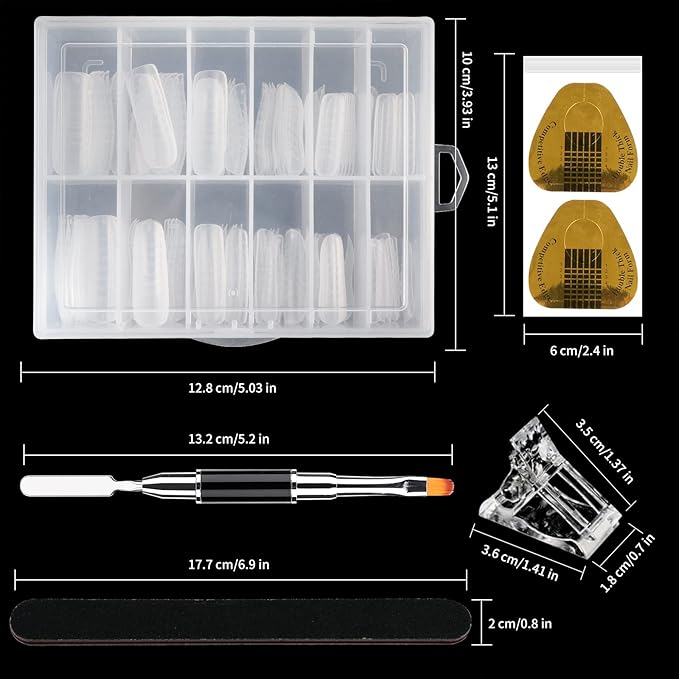 LIONVISON Poly Gel Nail Forms: 120Pcs Coffin Shape Nail Forms for Builder Gel Reusable - 12 Sizes Extension Acrylic Nail Molds Sets - False Nail Tips for Manicure Nail Art Design Salon DIY