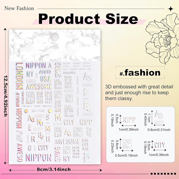 12 Sheets Aurora Nail Art Stickers Star Smiling Face Love Heart Nail Decals Self-Adhesive Pegatinas Uñas Glitter Holographic Nail Sticker for Women Girls Nail Art Design Decor Accessories 807-12