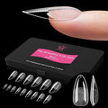 Medium Almond Pre-Building Nail Tips, 15 Sizes 240 PCS Pre-shaped Apex Clear Soft Press On Fake Nail Half Matte Gel Nail Extensions Strong Thick Acrylic Tip for DIY Beginners & Salon Manicure