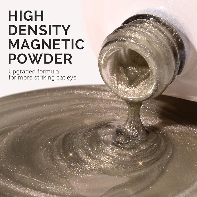 MelodySusie Silky Cat Eye Gel Nail Polish, Beige Nude Glitter Holographic Magnetic Nail Polish with Magnet, 0.5 Fl Oz UV Nail Polish for Nail Art Manicure Salon DIY at Home B5403