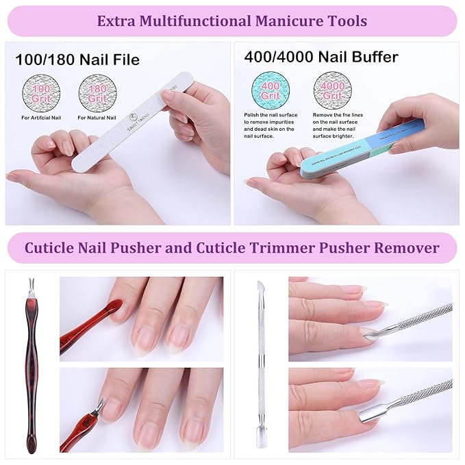 Tapered Square Fake Nail Tips: Sweet Trend No C Curve Nail Tips for Acrylic Nails 480Pcs 12 Sizes Extra Long Straight Flat Half Cover Nail Extension Kit with Glue Remover & Glue Acrylic Nail Clippers