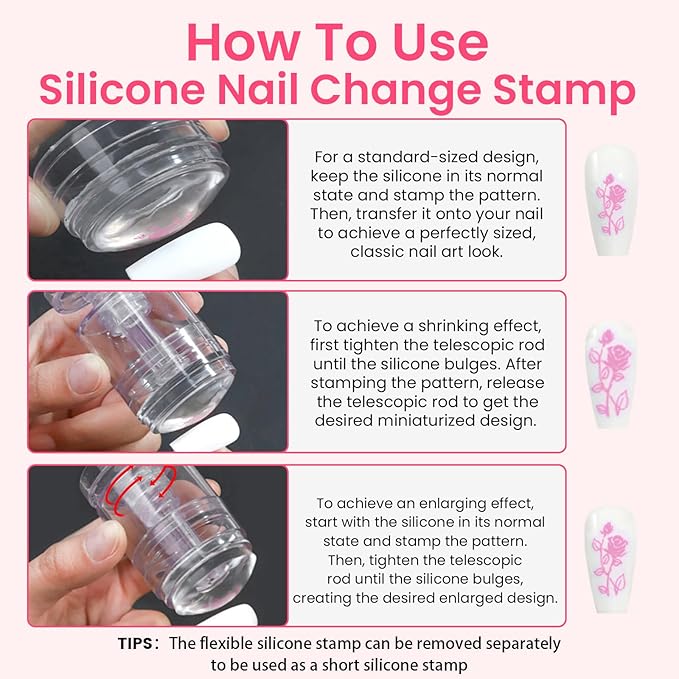 6PCS French Tip Nail Stamp Art Kit Clear Silicone Nail Jelly Stamper With Scrapers Polish French Manicure Stamping Set For Women Diy Artists Salon