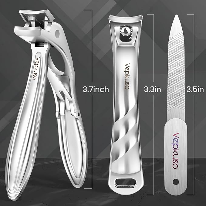 Toenail Clippers&Nail Clippers for Seniors Thick Nails - Professional Nail Clippers Set for Men/Women, Manicure Kit with Angled Head, Stainless Steel Toe Nail Cutter, Gift Idea
