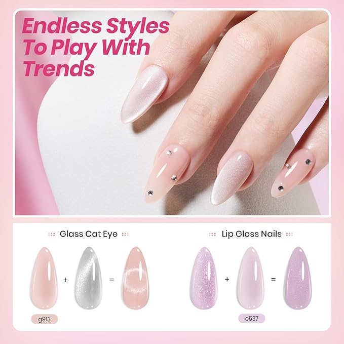Beetles Soft Tint Jelly Gel Nail Polish Set - 23PCS 20 Colors Jelly Nude Pink Milky White Purple Brown Red Sheer Translucent Base Coat Glossy Matte Top Coat French Nail Art Gift Manicure for Women