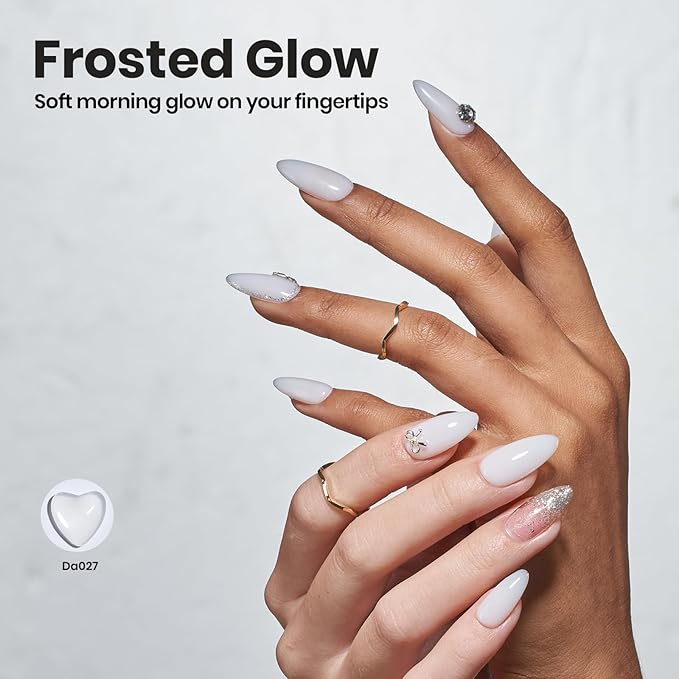Beetles HEMA-FREE & TPO FREE Builder Nail Gel-Frosted Glow 2 Colors Strengthening Nails Building Apex & Extension for Beginner DIY Salon at Home,Clear & Jelly White Builder Gels UV & LED Lamp Need