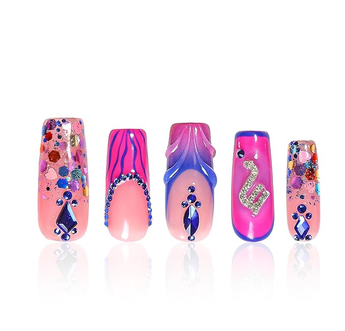 LOVFUL Short Press on Nails Scorpio Drama Club | Handmade Acrylic Press ons | Reusable Fake False Nails | Square Classic Regular 1.3in | H591-S