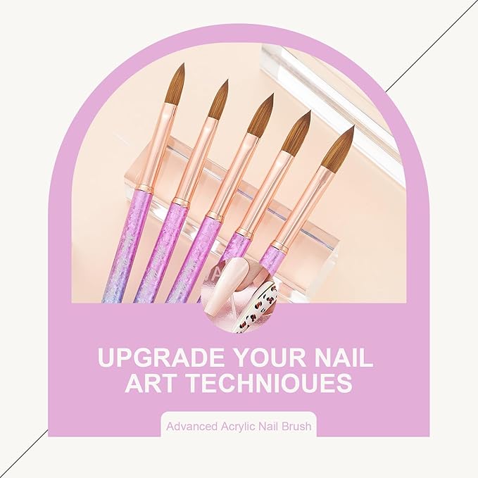 Acrylic Nail Brush Size 14, 100% Pure Kolinsky Nail Brush for Acrylic Application, Professional Nail Extension Manicure Tool Nail Drawing Pen for DIY Home Salon