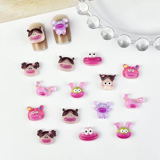 Dedyel Funny Face Nail Stickers Fun Big Lips Cute Cartoon Face Self-Adhesive Nail Stickers for Women Girls Kids Nail Art Decoration