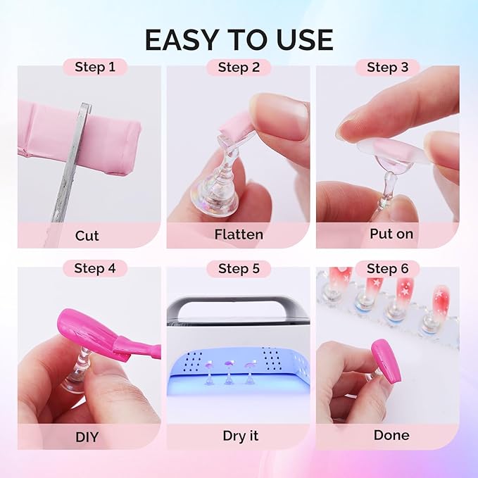 MelodySusie Nail Stand for Press Ons, 3 Sets Blue Acrylic Magnetic Base for Painting Display Holder with Reusable Adhesive Putty for Home DIY Salon Supplies