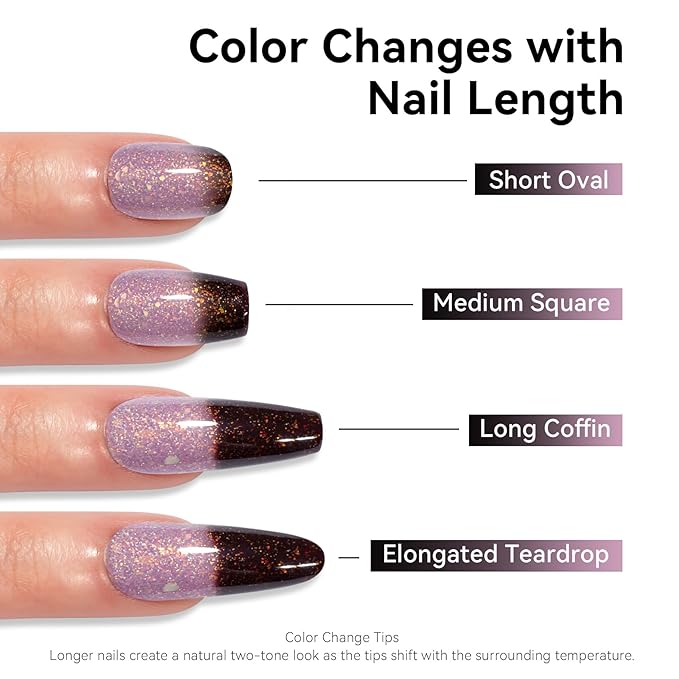 MAYCHAO 15ML Barcode Glitter Color Changing Gel Nail Polish 1Pc Grayish Purple-Black Shimmer Mood Temperature Change Gel Polish Ombre Thermal UV Nail Polish Nail Art Manicure at Home 0.5 OZ
