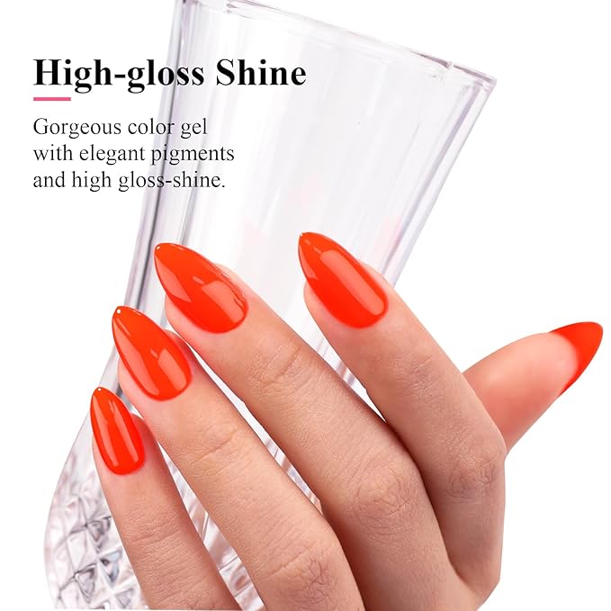 Imtiti Gel Gel Nail Polish, Neon Orange Red, 0.5 Fl Oz Soak Off LED UV, DIY Nail Art Kit for Women & Girls