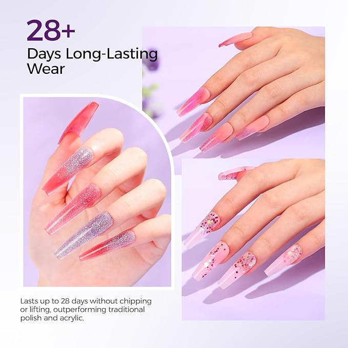 Poly Gel Nail Kit: Summer Colors Polygel Nail Kit with Slip Solution Portable UV/LED Nail Lamp and Complete Extension Accessories for Easy Home Manicure