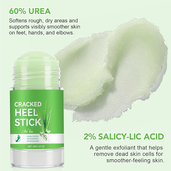 Urea Cream 60% Plus Salicylic Acid 2% Foot Balm Stick for Dry Cracked/Chapped Heel, Skinned knees, Hand Intensively Hydration/Moisturization, Callus Removal/Softening/Soothing-Aloe Scent|1.41 Oz/40 G
