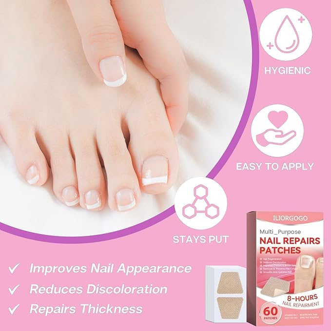Nail Patches - Toenail Care for Toenail Fingernails - 8-Hour Nightime Nail Renewal - 60 PCS