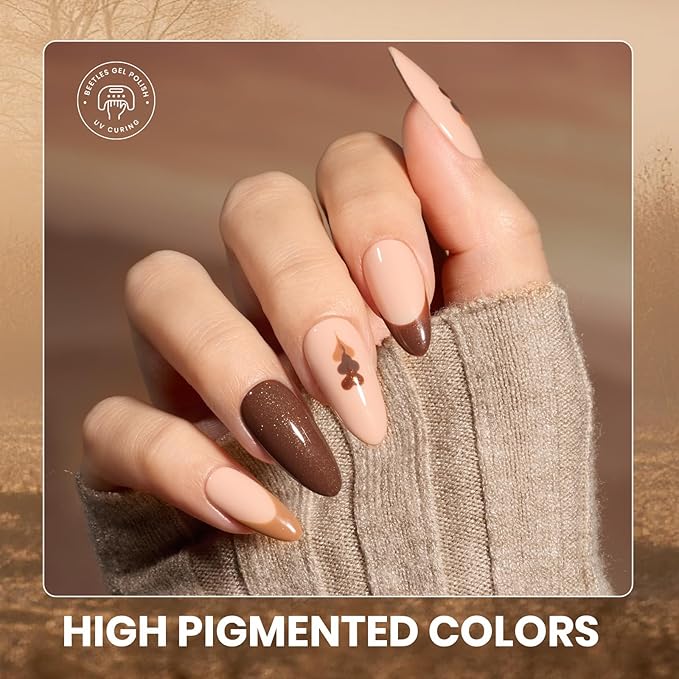 Beetles Gel Nail Polish Set - 20 Colors Warm Mist Gel Nail Kit Burgundy Brown Nude Gold Glitter Gray Shimmer Soak Off Base&Top Coat Uv Led Home DIY Salon Nail Art Valentines Gift Set for Women