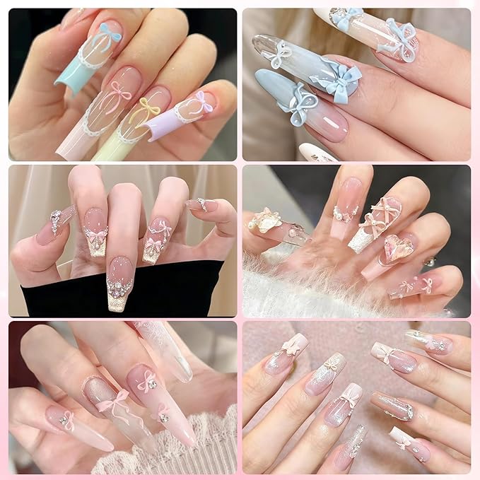 Bowknot Silicone Nail Molds, 3D Nail Molds for Nail Art, DIY Bow Charms Nail Molds 3D Sculpting Molding Gel Nail Desgin Nail Art Carved Mould for Resin Accessories DIY Nail Supplies