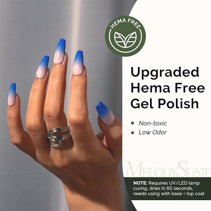 MelodySusie Hema Free Gel Nail Polish, 0.5 Fl Oz Thick Royal Blue Gel Polish, Non Toxic, Long Lasting, Soak Off UV Nail Polish, Manicure Nail Design Salon DIY Nail Art at Home 269