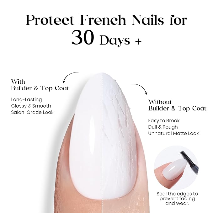 Beetles Natural Milky White Nail Tips | 160PCS, 16 Sizes Short Almond Nail Tips | Pre-Colored Full Cover Soft Nail Gel Fake Nails | Salon-Gel Look for DIY Manicure