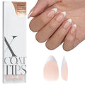 BTArtboxnails Soft Gel Nail Tips - XCOATTIPS French Series French Tip Press on Nails, Short Almond Press On Nails, Nude Acrylic Fake Nails Glue On Nails Extension Set