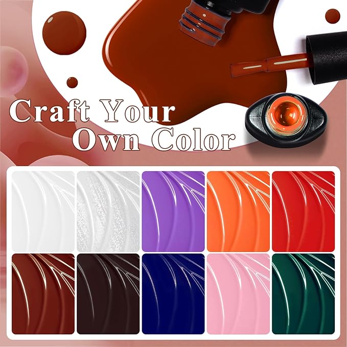MTSSII 12pc Crackle Gel Nail Polish Set - 8 Colors, Amazing Crackle Effect, Long-lasting, UV LED Lamp Needed