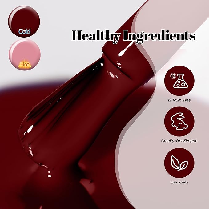 YTD Likomey Color Changing Gel Nail Polish,15ml Nude Pink To Burgundy Red Mood Temperature Change Colors UV Varnish,Fall Winter Thermal Manicure,HEMA Free TPO Free,WB434