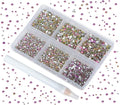 7200PCS Art Nail Rhinestones Non Hotfix Non-Magnetic Glue Fix Round Crystals Glass Flatback for DIY Jewelry Making with one Picking Pen (6-Sizes 7200PCS, Golden Rose)