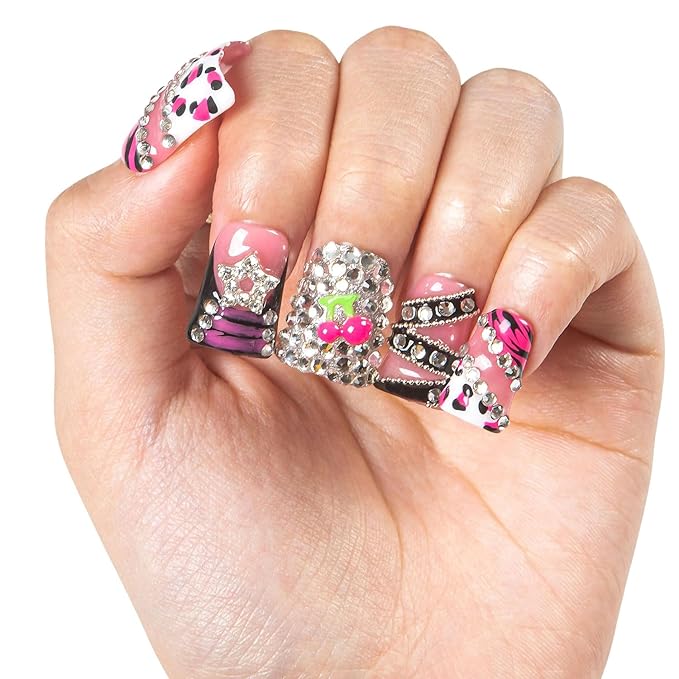 LOVFUL Press on Duck Nails Short | Handmade Acrylic French Tip Fake Nails Press ons | 3D Design Duck Short 0.8 in | H575-M