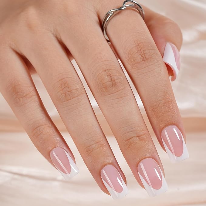 Vansiho Pink Deep French Gel Nail Tips, 150Pcs Short Square Soft Gel Nail Tips, French Tips Press on Nails, Fake Nails for Nail Art DIY 15 Sizes
