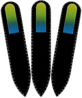 Mont Bleu Rainbow Crystal Nail File in Black Pouch - Small - Purse Size - Czech Tempered Glass - Handmade in Czech Republic - Heal Cracked Nails