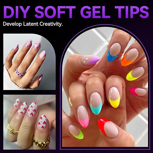 gelike ec Nail Tips Almond for Salon: Almond Short Soft Gel Nail Tips for Manicure 240 Pcs 18 Sizes