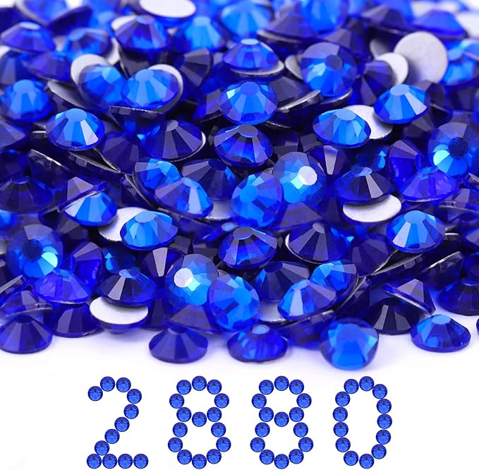Flatback Rhinestones Bulk, 2880PCS Sapphire Rhinestones for Clothes DIY Decoration Crafts, Sapphire, SS30, 6.3-6.5mm